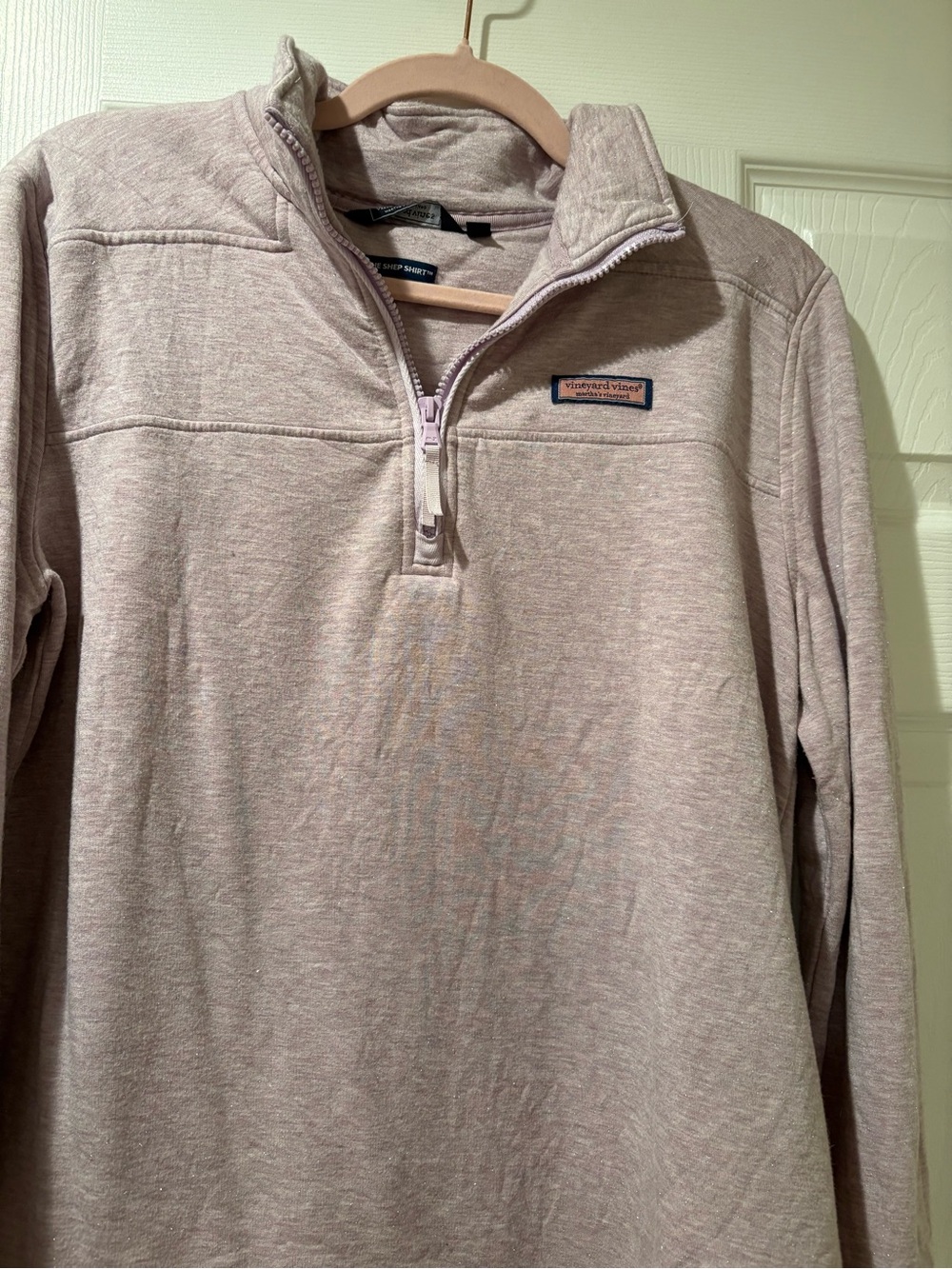 Vineyard Vines Shimmer Heathered Pink Quarter-Zip Pullover Sweater